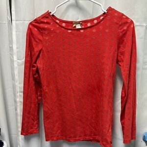 Girls DownEast Red Polka Dot Long Sleeve Tee